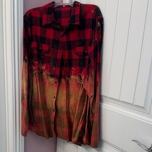 Plaid Button Down Shirt - Red and Black